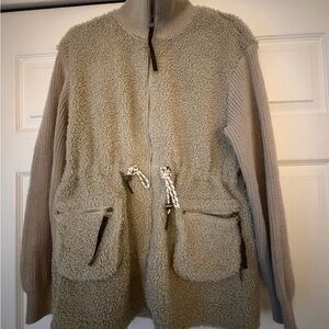 Varley Taupe Sherpa Zip Jacket